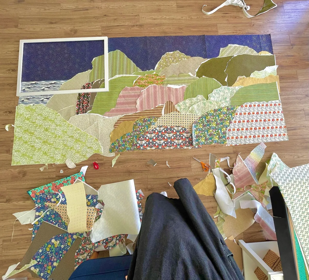 Stage 2: Painting custom sheets of paper with textured colors